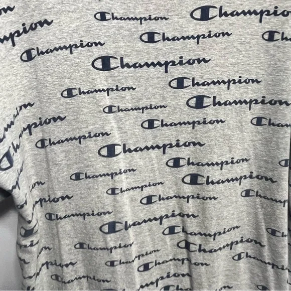 Vintage Champion Shirt Mens XL Gray Short Sleeve Crewneck All Over Print Cotton - Picture 2 of 4
